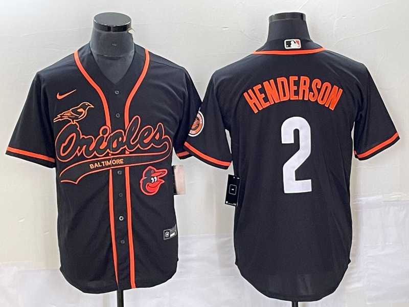 Mens Baltimore Orioles #2 Gunnar Henderson Black With Patch Cool Base Stitched Baseball Jersey->baltimore orioles->MLB Jersey